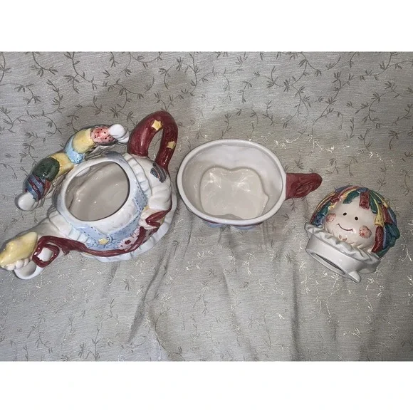 Vtg Teapot Patchwork Angel 1996 Cosmos For H.O.L. 3 Piece Tea For One Tea Pot - Picture 9 of 16